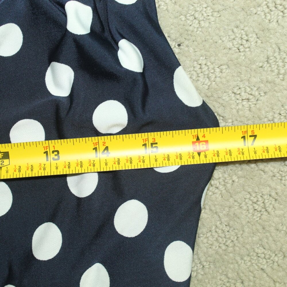 Joseph Ribkoff Women's 8 Navy Blue White Polka Dot Sleeveless Dress - Picture 6 of 6